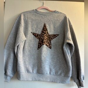 Gray Sweatshirt with Leopard Star